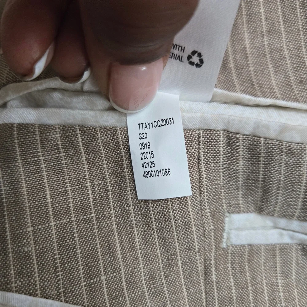 Linen Blazer 44R Neutral Coastal Beachy Wedding Sport Coat Quiet Luxury Classic